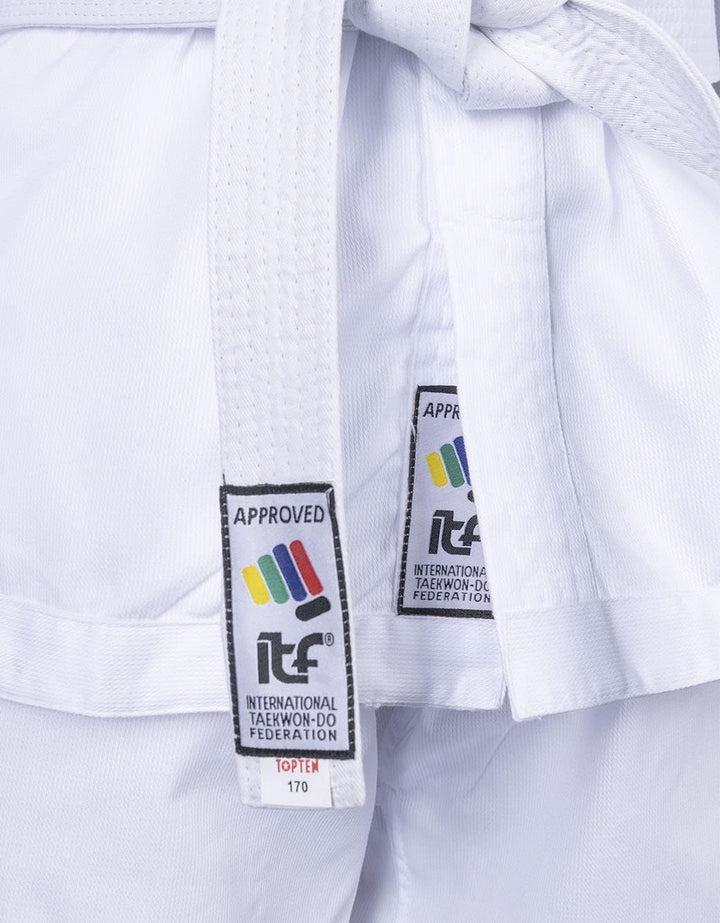 TOP TEN Taekwond-Do Dobok „De-Luxe“ (ITF Approved) 180 Weiss, 180 Wei&amp;