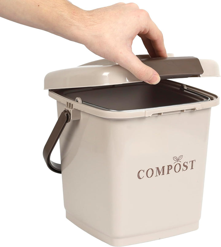 JE CHERCHE UNE IDEE, ME0021, Kompostbehälter mit perforiertem Eimer und Deckel, 8-Liter-Kompostbehäl