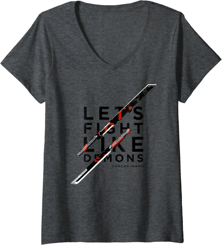 Let's Fight Like Demons – Duncan Idaho – Dune (2021) – Weiss T-Shirt mit V-Ausschnitt