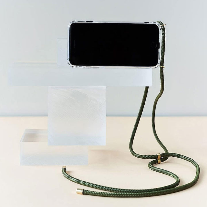 KNOK Premium Handykette für Apple iPhone 14 Pro, Olive, transparent | Silikonhülle mit fest verbunde