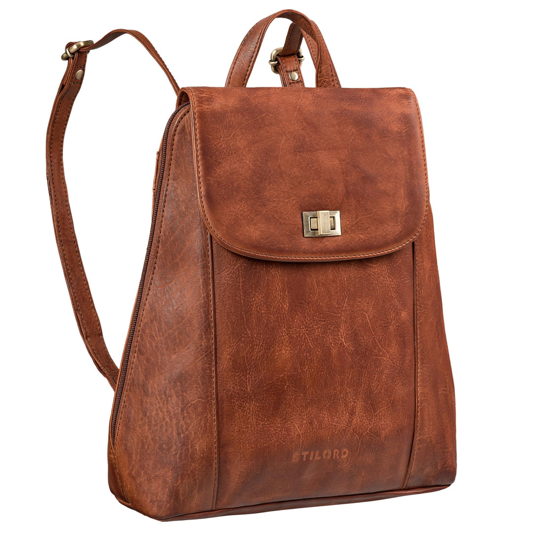 STILORD 'Victoria II' Lederrucksack Damen Vintage Rucksack für 13 Zoll MacBook DIN A4 Elegante Rucks