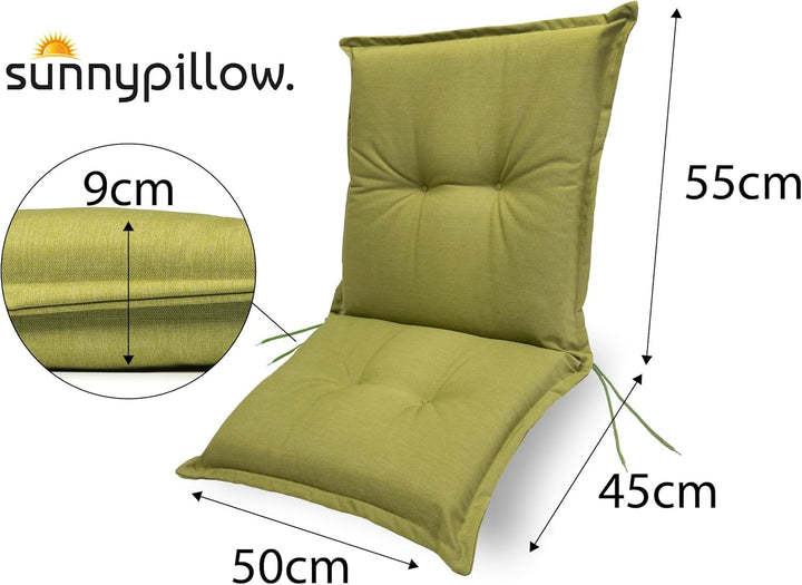 sunnypillow Stuhlauflagen Niedriglehner 100 x 50 (2er Set) - Gartenstuhlauflage Extra Dicke 9 cm - A