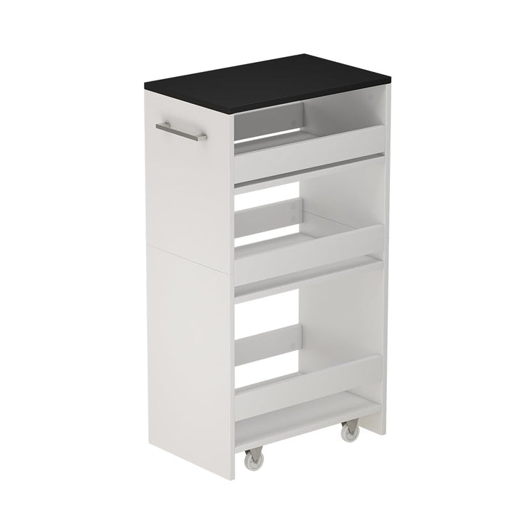 Vicco Rollregal Rivo, rollbare Küchen-Minibar, Weiss/Anthrazit, 30 x 84.8 cm Weiss/Anthrazit 30 cm,