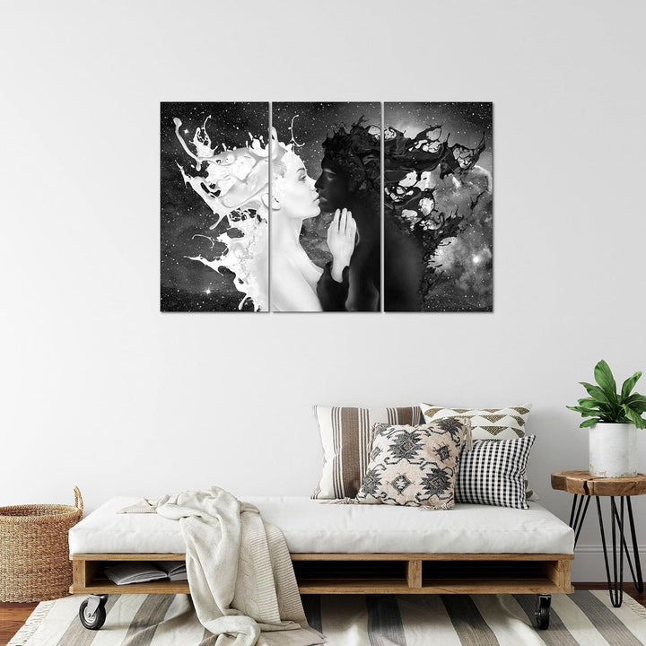 Runa Art Wandbilder Milk und Coffee Bild XXL Wohnzimmer Schlafzimmer Schwarz Weiss Abstrakt 120 x 80