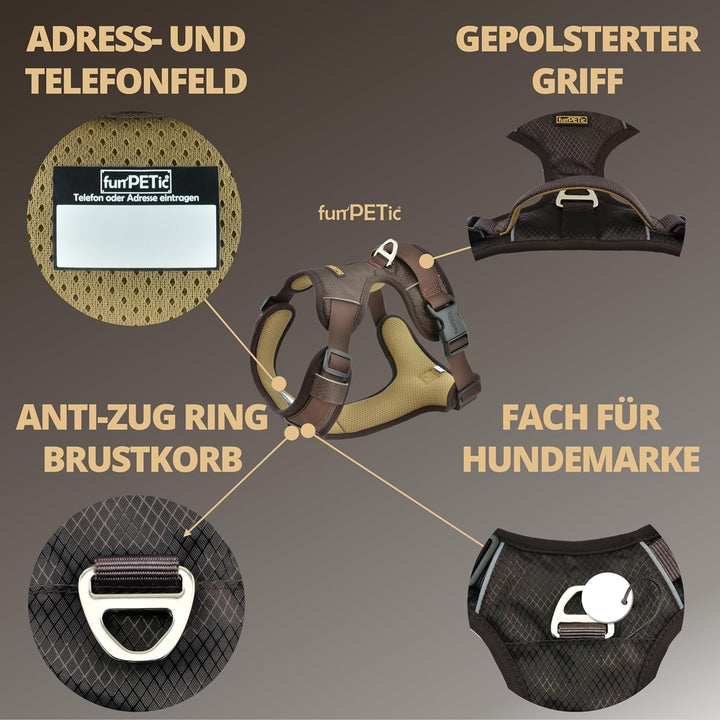 funPETic Hundegeschirr 2022 - Anti-Zug Geschirr, reflektierend, gepolstert und atmungsaktiv - Brustg