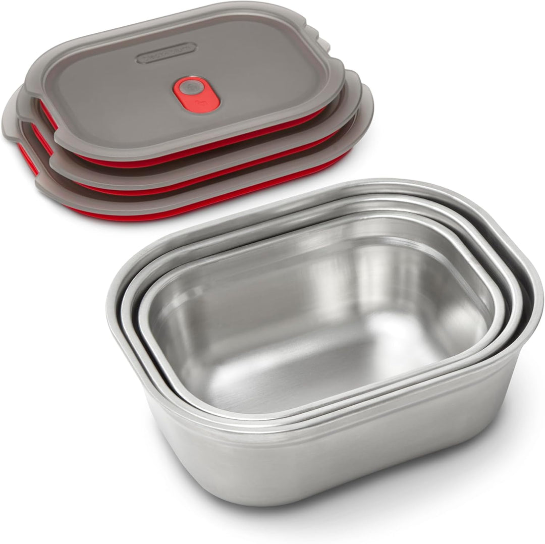 BLACK + BLUM Multifunktions Lunchbox Edelstahl Set 600, 900, 1200 ml, 100% auslaufsichere Meal Prep