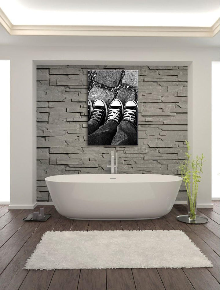 Pixxprint Lässige Schuhe als Leinwandbild/Grösse: 100x70 / Wandbild/Kunstdruck/fertig bespannt, 100x