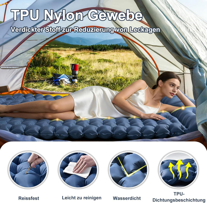 Isomatte Selbstaufblasend, Aufblasbare Luftmatratze Camping, 9cm hoch | Ultraleicht & Kompakt | air