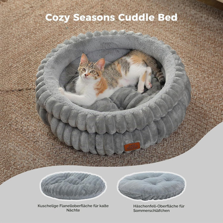 PAWZ Road Katzenbett waschbar, Hundebett kleine Hunde, Rundes, Flauschiges Katzenkissen, Katzenschla
