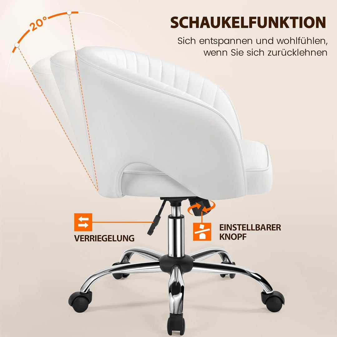 Yaheetech Bürostuhl aus Kunstleder, Ergonomischer Schreibtischstuhl mit Armlehnen, Drehstuhl mit Rol