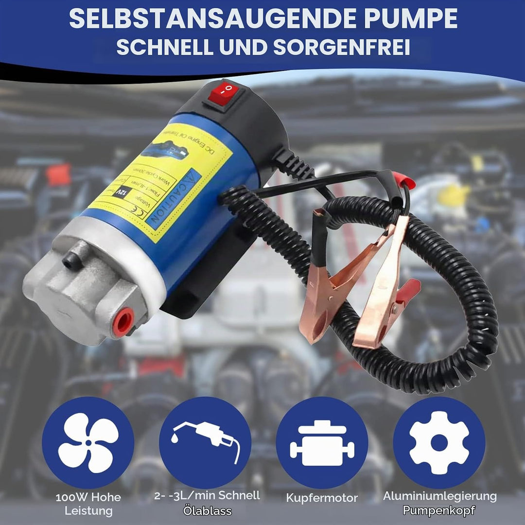 QLOUNI 12V 100W Ölabsaugpumpe Elektrisch Diesel Absaugpumpe 2-3L/min Ölwechselpumpe für Motorölwechs