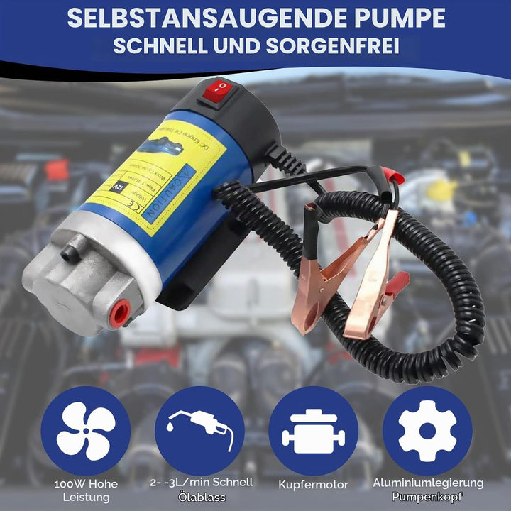 QLOUNI 12V 100W Ölabsaugpumpe Elektrisch Diesel Absaugpumpe 2-3L/min Ölwechselpumpe für Motorölwechs