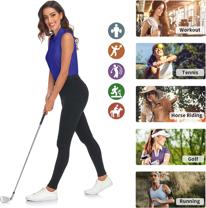 Soneven Bluse Damen Elegant Sport Tank Top mit Kragen Damen Ärmellos Poloshirt Golf Polo Sommer Ober