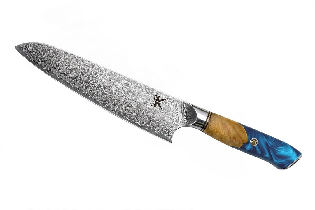 KAWOLA Damast Küchenmesser Santoku Kochmesser 21cm I Küchenmesser Damaststahl I Santoku Messer Damas