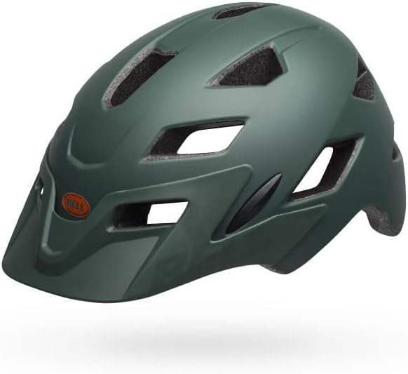 BELL Unisex Jugend Sidetrack Child Fahrradhelm Einheitsgrösse Matte Dark Green/Orange, Einheitsgröss