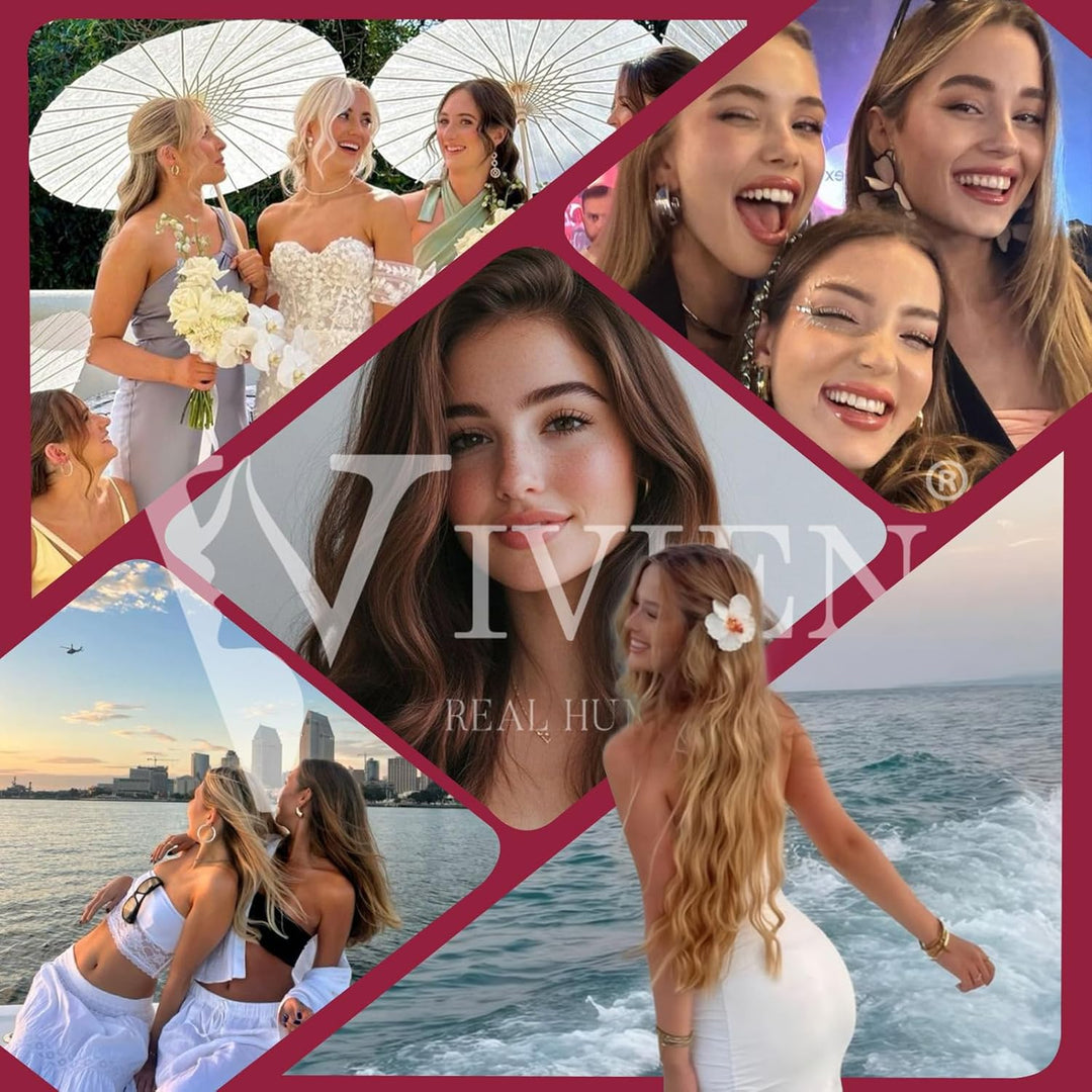 Vivien Tressen Echthaar 100 Gramm 50cm Braun Balayage Extensions Echthaar Tressen zum Einnähen Braun