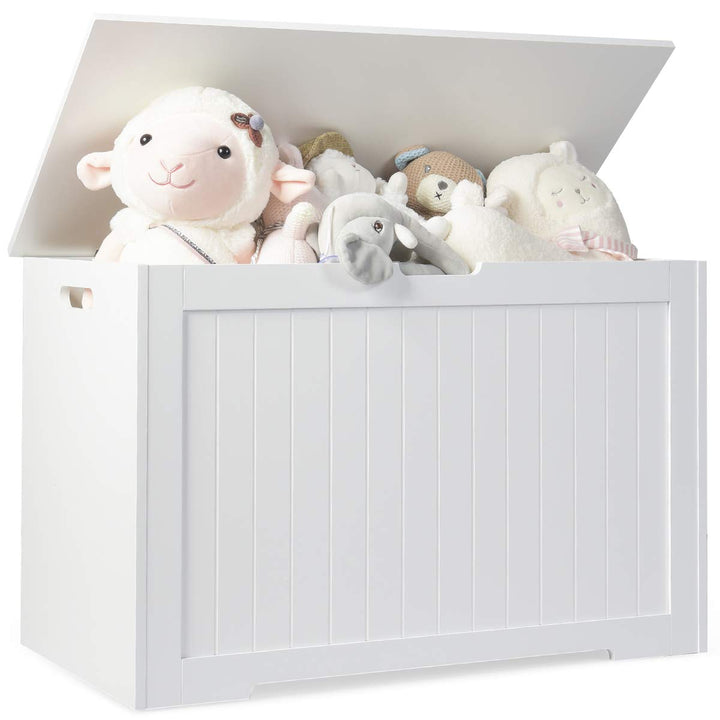 COSTWAY 2 in 1 Kinder Spielzeugtruhe 113L, aufklappbare Spielzeugkiste aus Holz mit Deckel &amp; Seiteng