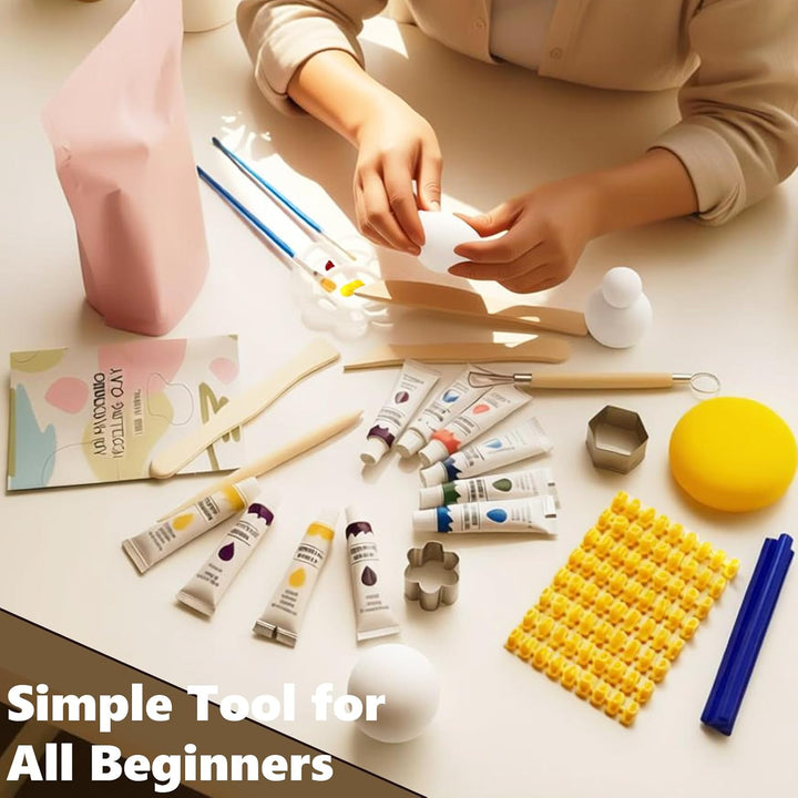 Töpferset, Lufttrocknendes Ton-Set für Erwachsene & Anfänger, Komplettes DIY Töpfern-Set mit Lufttro