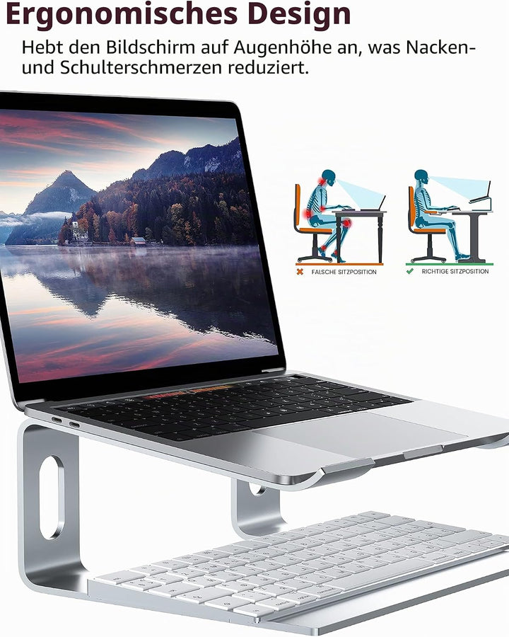 ALASHI Laptop-Ständer für Schreibtisch, Aluminium-Computer-Erhöhung, ergonomischer Notebook-Halter,