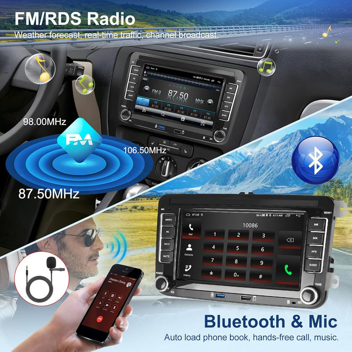 Podofo 2-DIN Autoradio für VW Altea Golf 5 6 Toledo Leon Passat Jatta Caddy Skoda Touran mit IOS Car