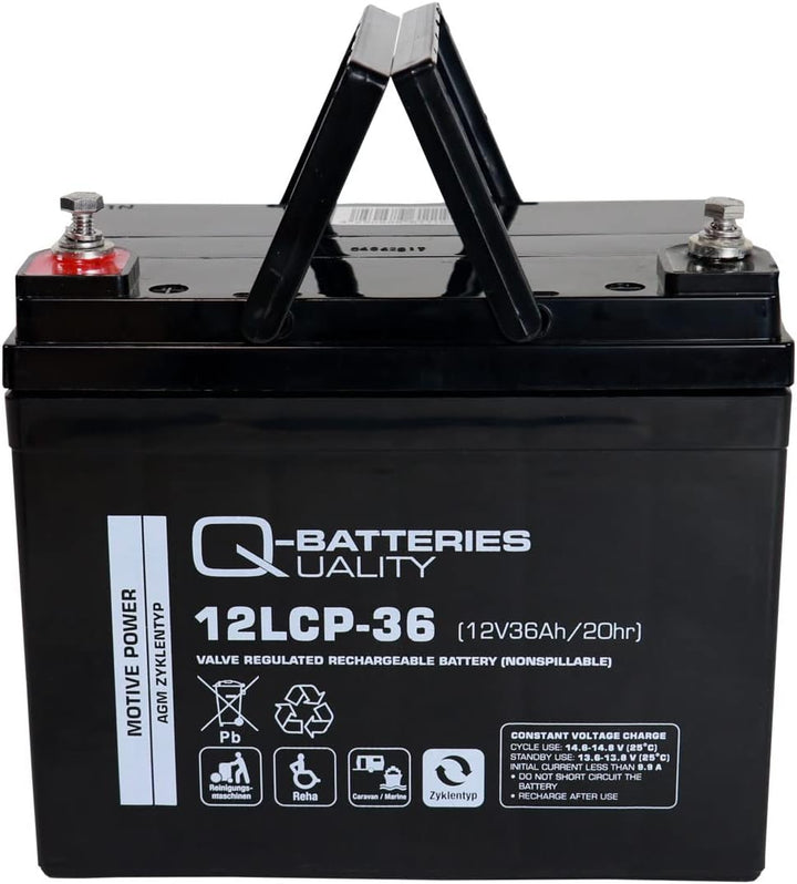 Q-Batteries 12LCP-36 / 12V - 36Ah Blei Akku Zyklentyp AGM - Deep Cycle