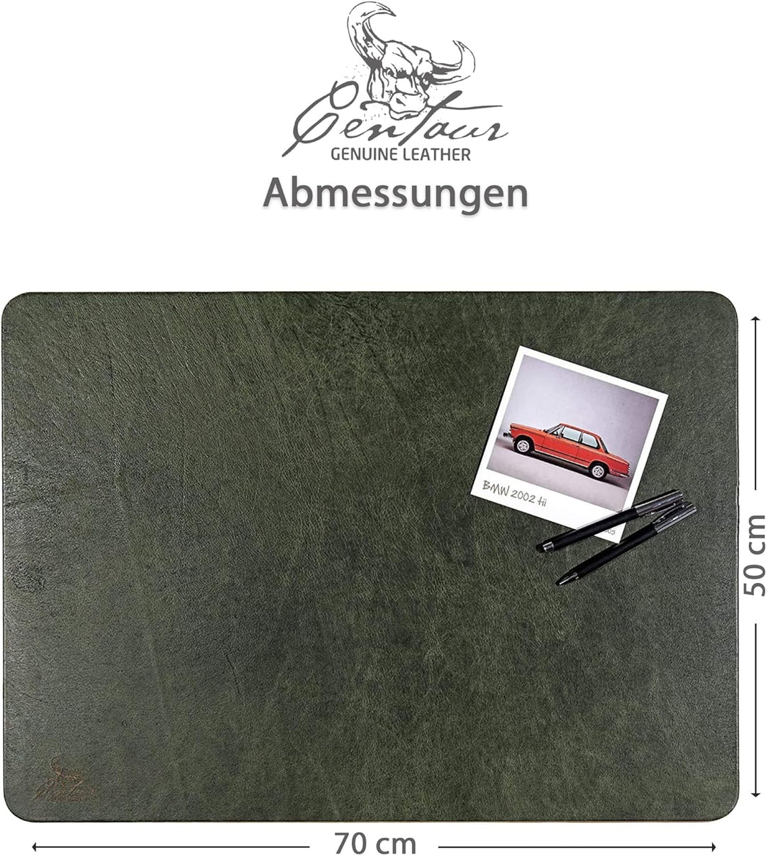 Centaur - Hochwertige Leder Schreibtischunterlage - Schmaragdgrün 50x70 cm - ideal für Büro und Zuha