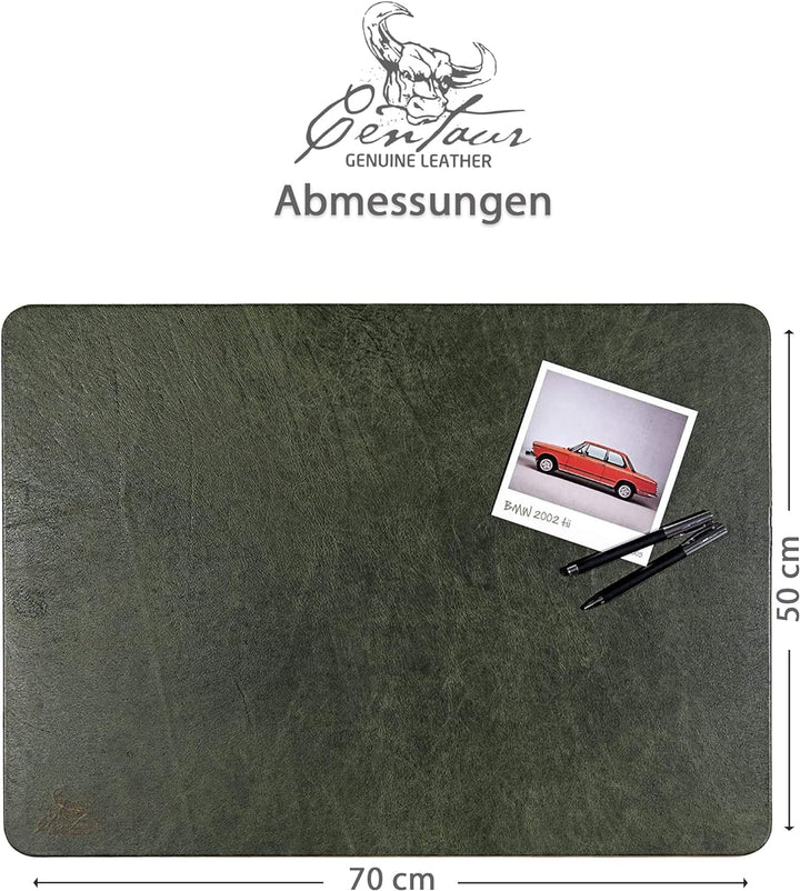 Centaur - Hochwertige Leder Schreibtischunterlage - Schmaragdgrün 50x70 cm - ideal für Büro und Zuha