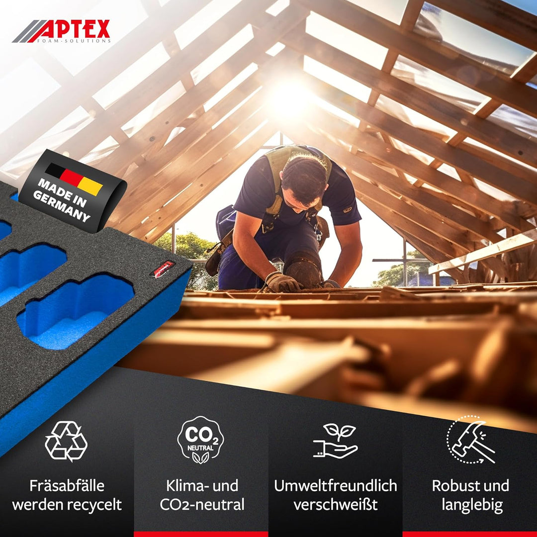 APTEX Schaumeinlage passend für Bosch Akku-Arbeitsleuchte GLI 18V-1900 für Bosch L-Boxx 136