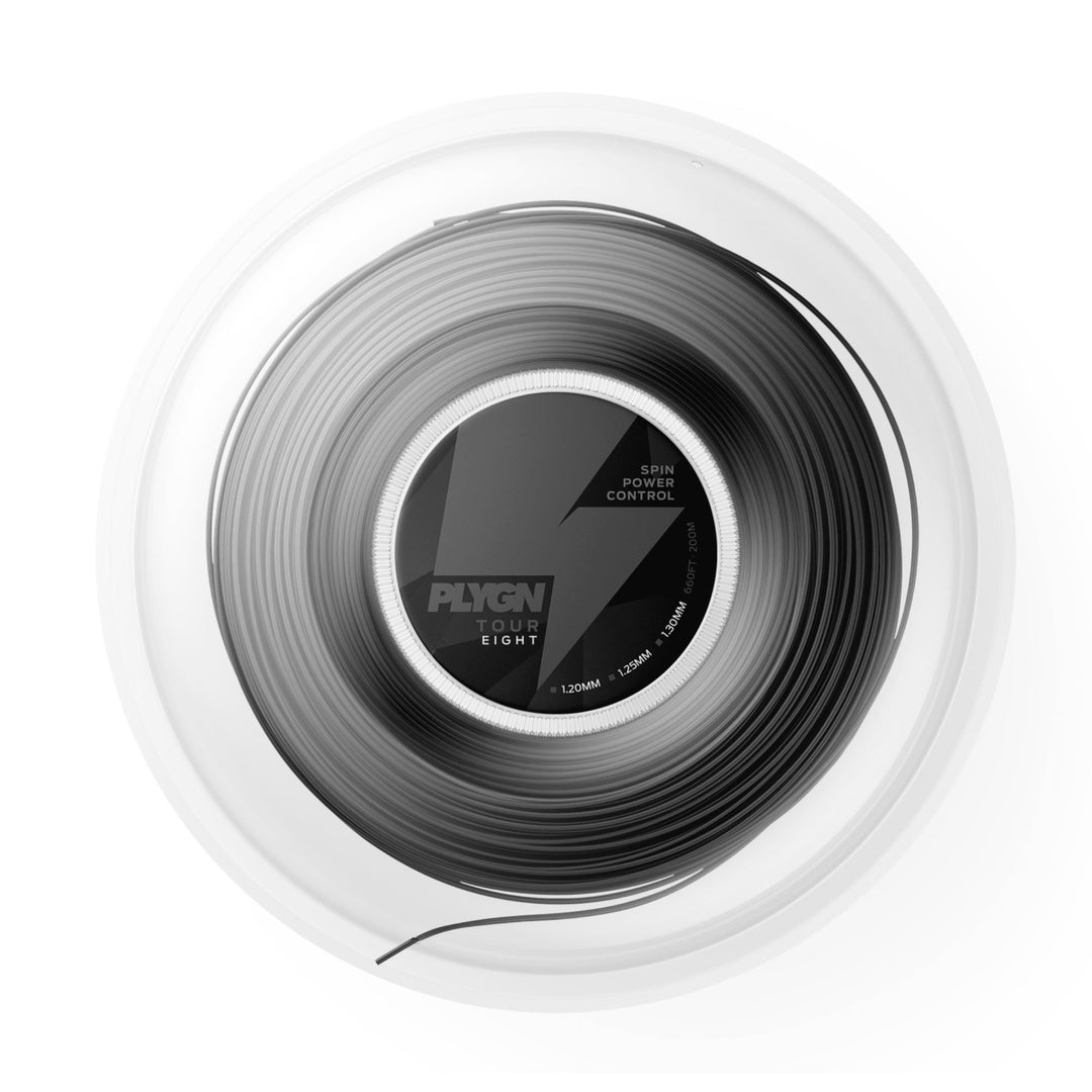 PLYGN Tennissaite Tour Eight/Spin & Offensive/Co-Polyester/Octagonal 200.0 Meter 1.2 Millimeter, 200