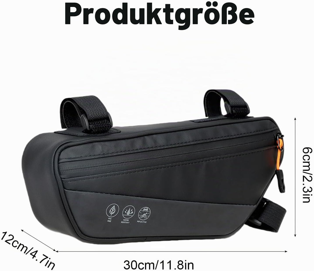 Rahmentasche Fahrrad 1,8 L, Fahrradtasche Rahmen mit Seitentasche, Fahrrad Dreiecktasche, Reflektier