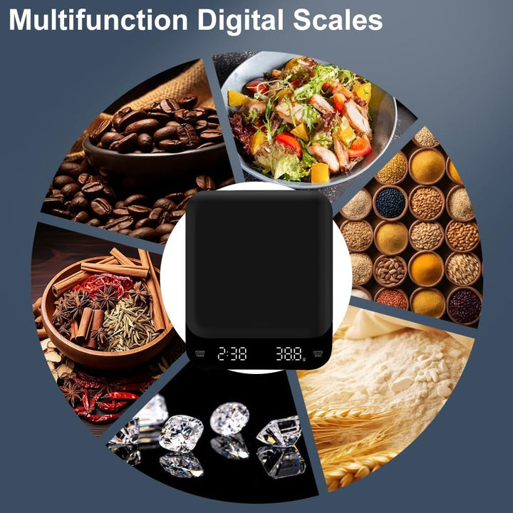 OBEST Digitale Mini Kaffeewaage mit Timer,Wiederaufladbare Espressowaage,3kg/0,1g Hochpräzise Elektr