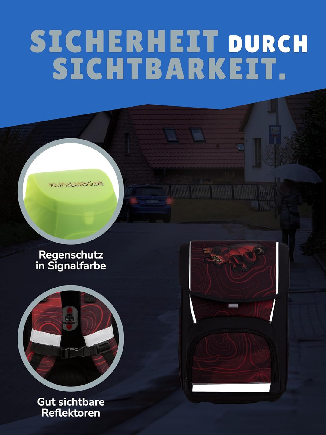 Familando - McNeill Basic Schulranzen Set - 10-teilig mit Schultüte - Drachen - Ergonomisch & Verste