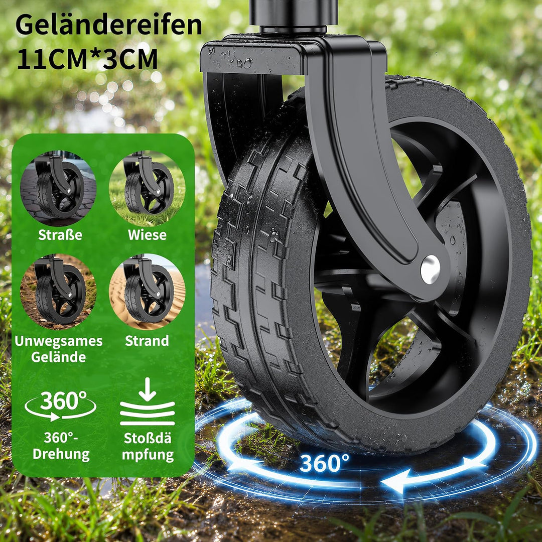 Faltbarer Wagen mit Rädern, zusammenklappbarer Wagen mit verstellbarem Griff, 100L und 550LB grosse