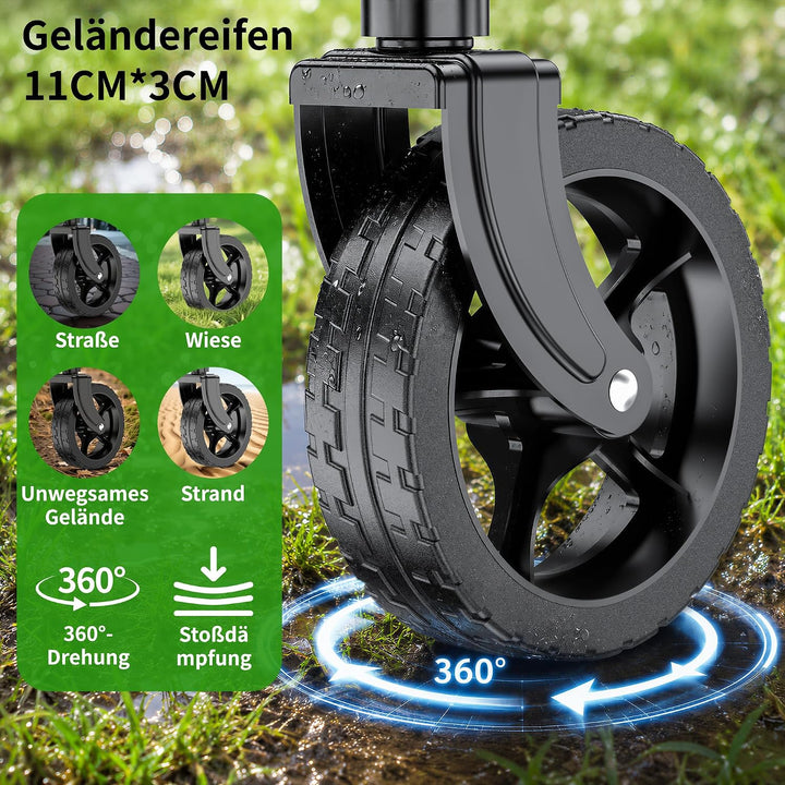 Faltbarer Wagen mit Rädern, zusammenklappbarer Wagen mit verstellbarem Griff, 100L und 550LB grosse