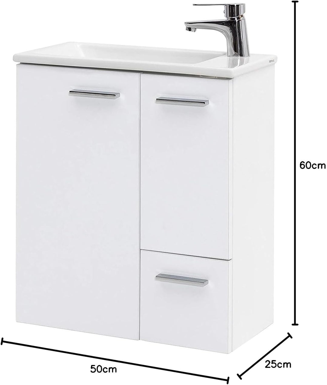 Schildmeyer Matteo Waschtisch 137110, weiss matt, 50,0 / 25,0 / 60,0 cm, Weiss Matt