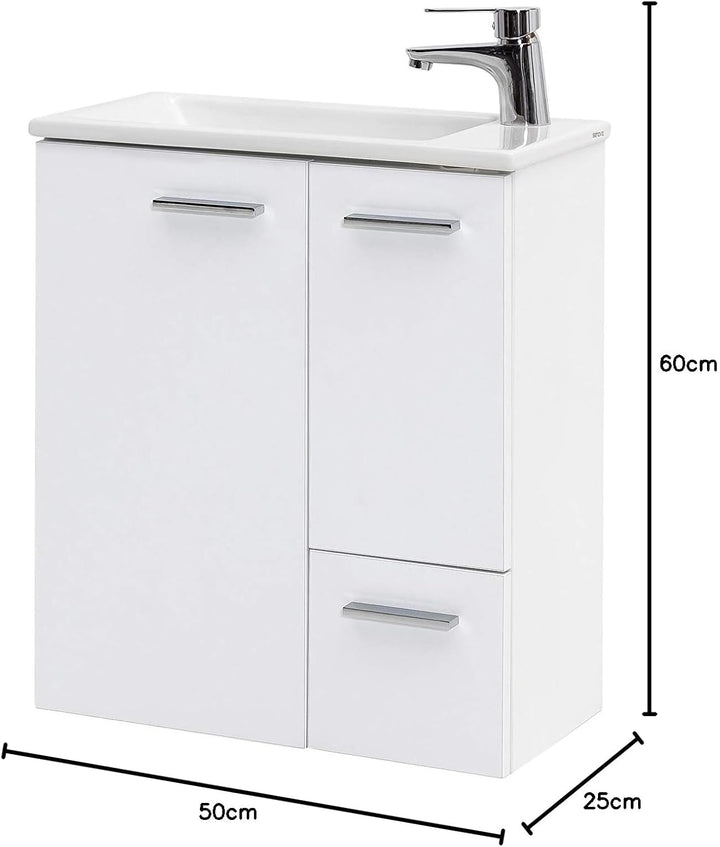 Schildmeyer Matteo Waschtisch 137110, weiss matt, 50,0 / 25,0 / 60,0 cm, Weiss Matt