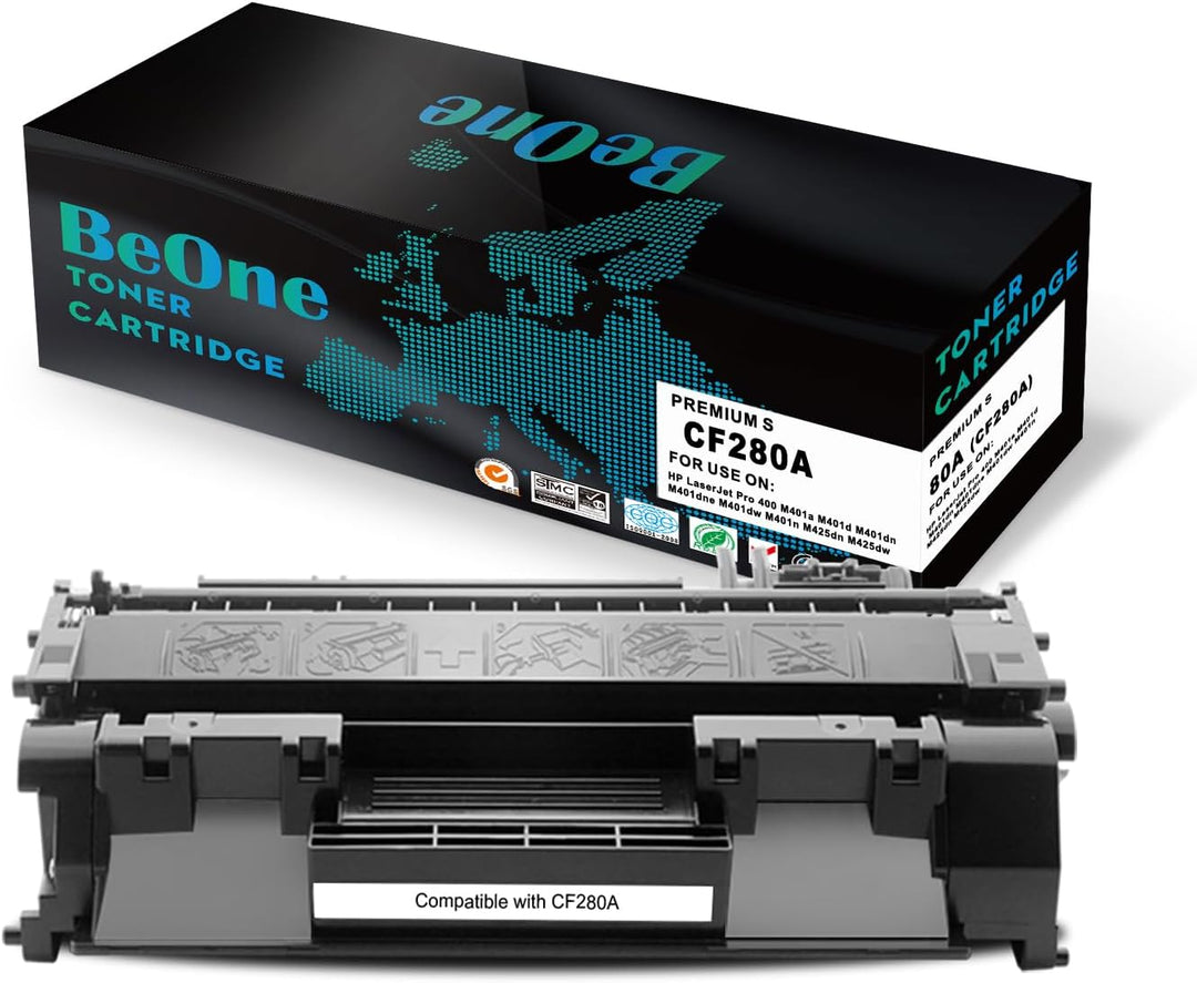 BeOne 1 x 80A CF280A 80X CF280X Tonerkartuschen, kompatibel mit HP Laserjet Pro 400 M401a M401d M401