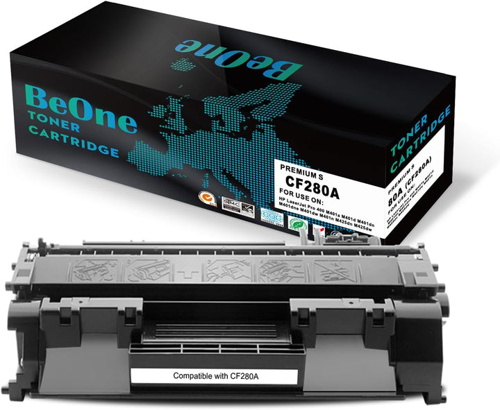 BeOne 1 x 80A CF280A 80X CF280X Tonerkartuschen, kompatibel mit HP Laserjet Pro 400 M401a M401d M401