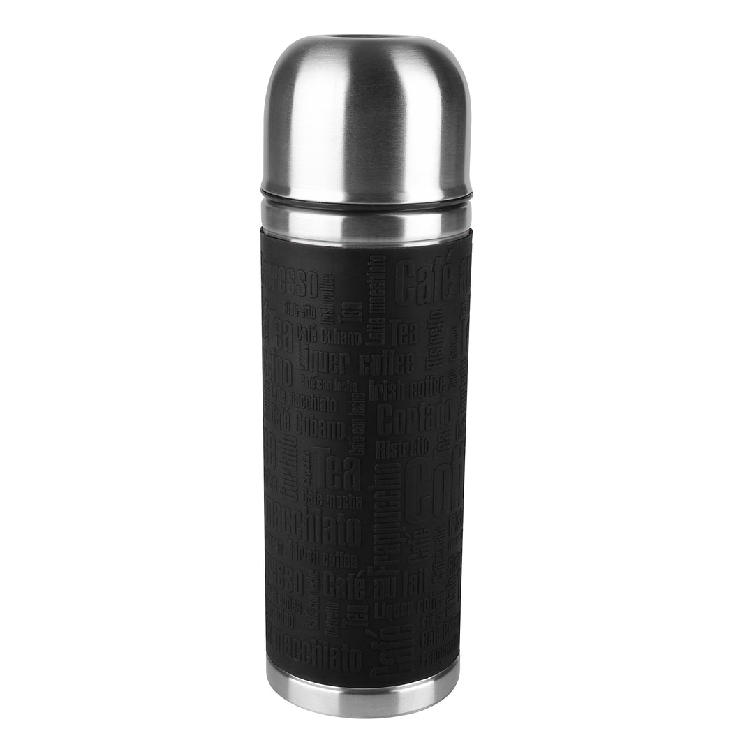 Emsa Senator Sleeve | Schwarz | 0,5 L Thermo-/Isolierflaschen | Edelstahl, 8 x 8 x 24 cm | Hält 4h h