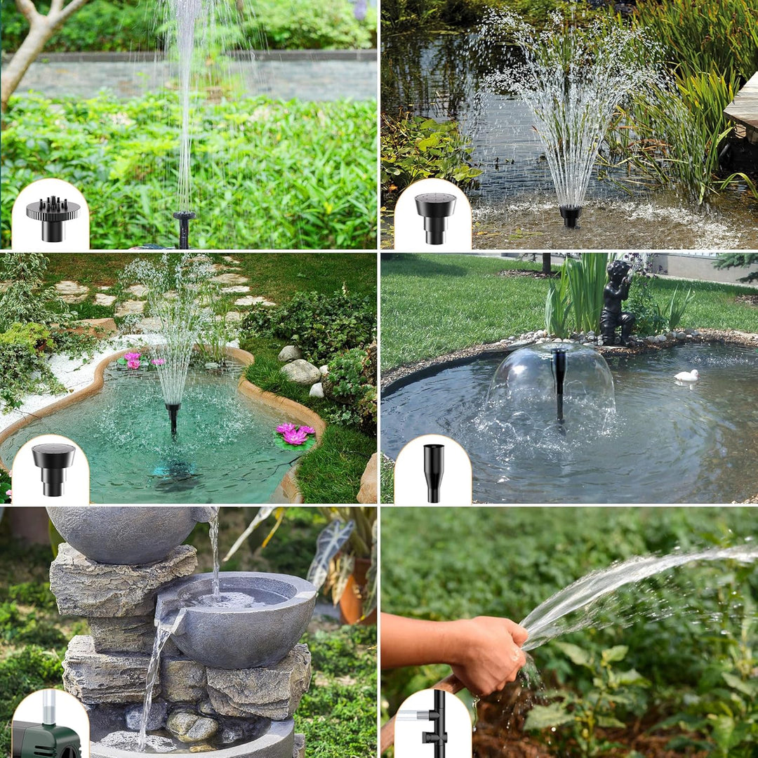 Biling Solar Springbrunnen für aussen, 20W 875L/H Solar Teichpumpe mit Filter 2M Wasserleitung DIY W