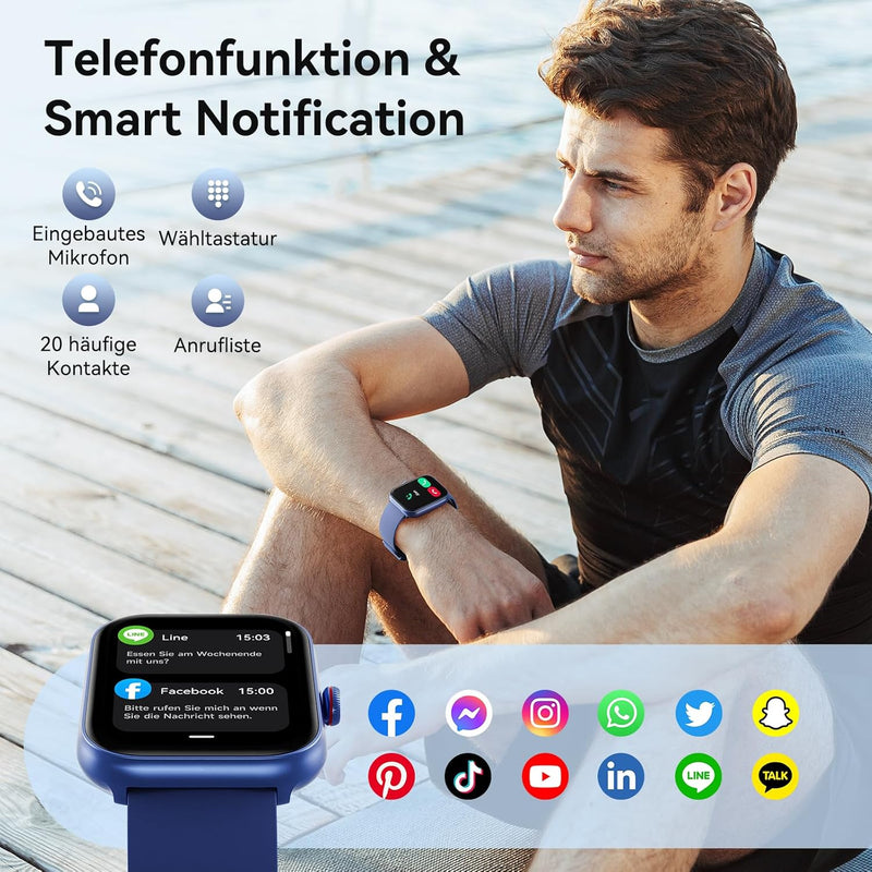 Smartwatch Herren Damen mit Telefonfunktion Alexa Integriert -Fitnessuhr 110+ Sportmodi &IP68-1,91"