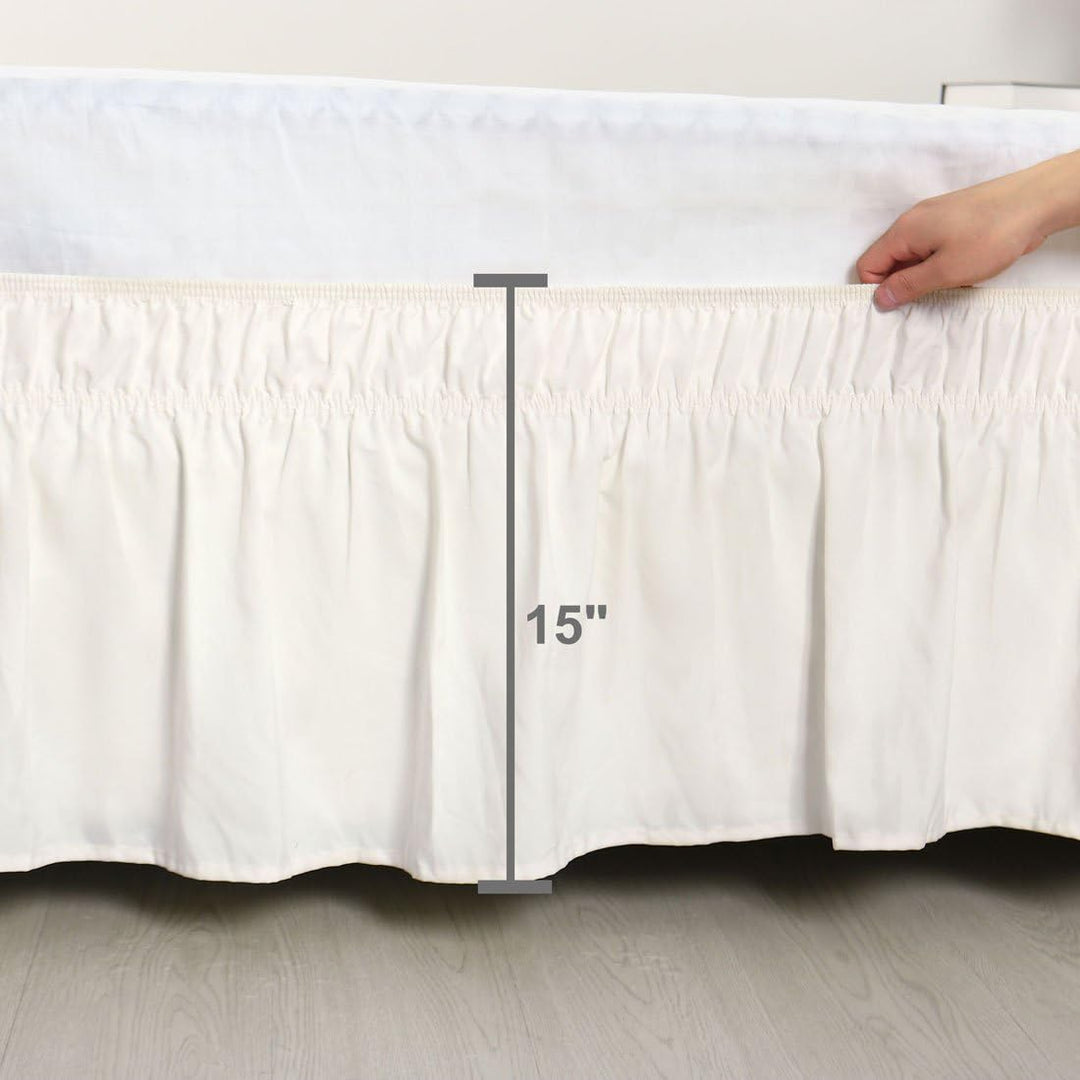 Piccocasa: Betthusse aus gebürstetem Polyester mit drei Stoff-Seiten, elastische Staub-Rüschen, einf