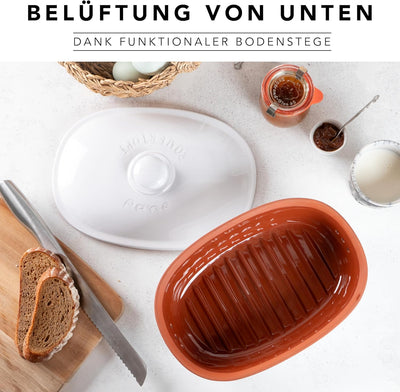 Römertopf Ovaler Brottopf aus natürlicher Keramik, ideal für die Aufbewahrung von Brot und Gebäck 30