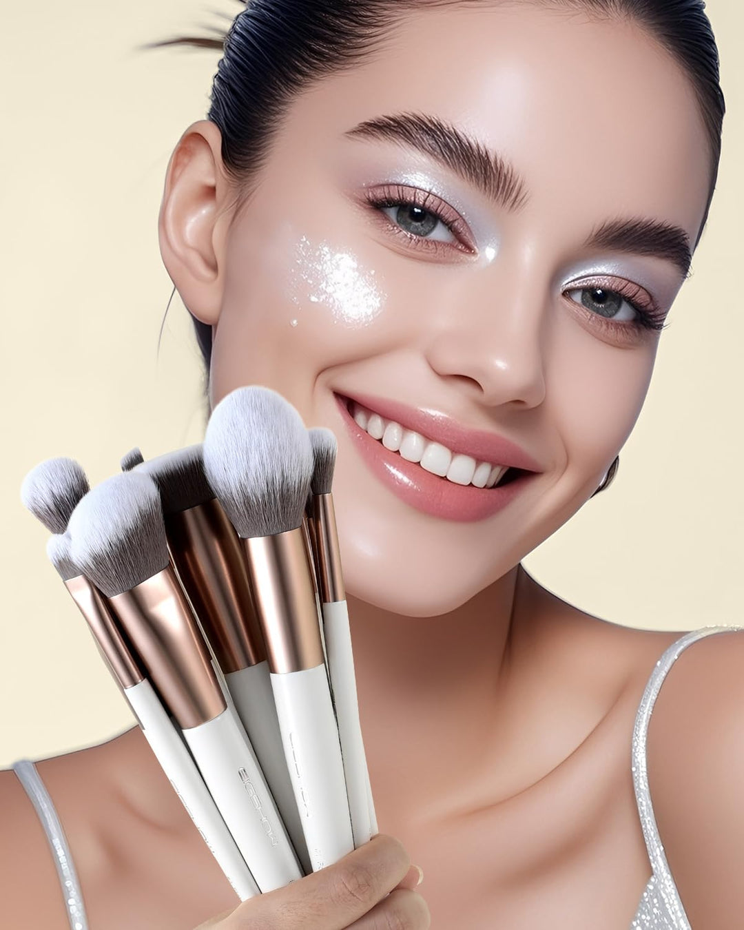 EIGSHOW Make-up Pinselset,15-teilig MUA PRO Serie Profi Pinsel mit Silberionen-Borsten für Foundatio
