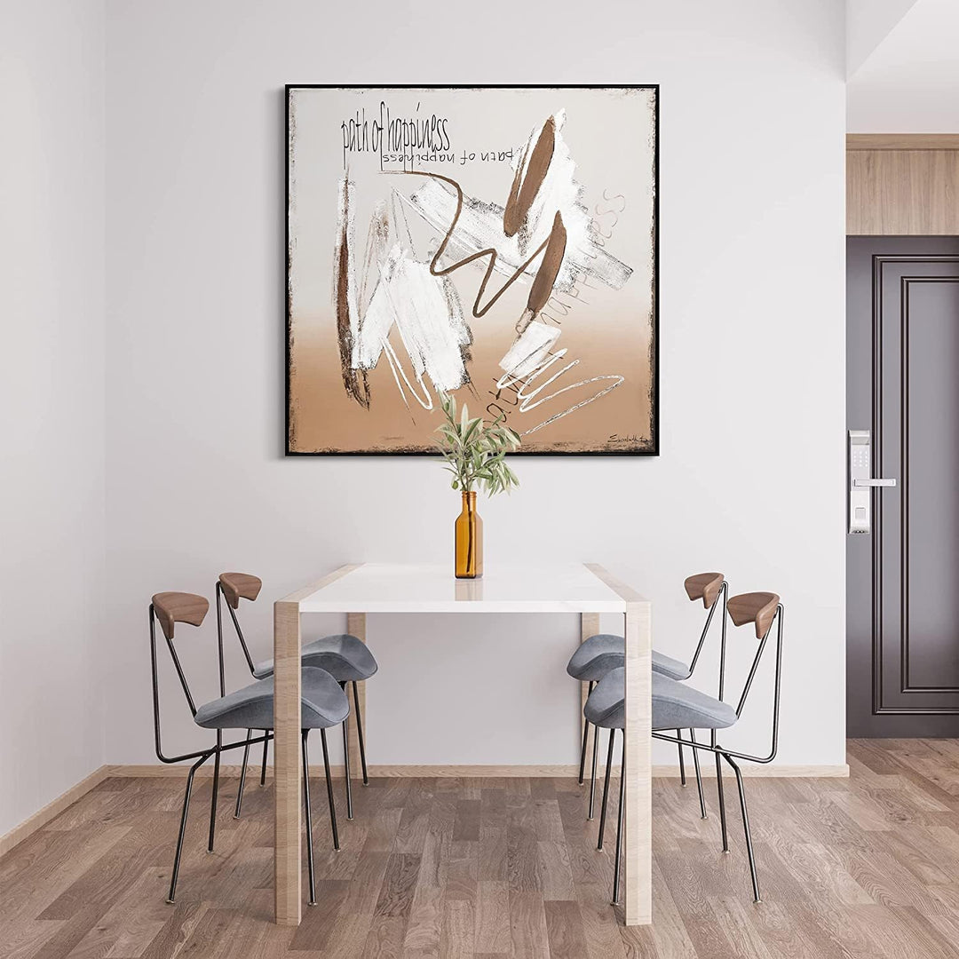 YS-Art XXL Abstrakt Acryl Gemälde auf Leinwand mit Rahmen Der Weg zum Glück handgemalte Wandbilder W