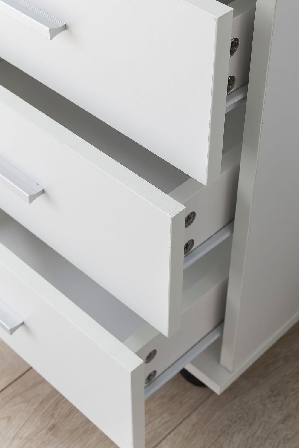 Rollcontainer WL5.748 40 x 70,5 x 33 cm Weiss | Schreibtisch-Container Rollschrank 4 Schubladen | Mo