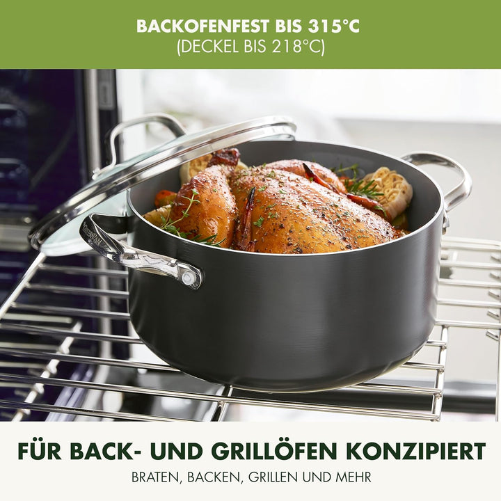 GreenPan Valencia Pro Harteloxierte Gesunde Keramik Antihaft 16cm & 20cm Kochtopf Set, 2 Stück Set,