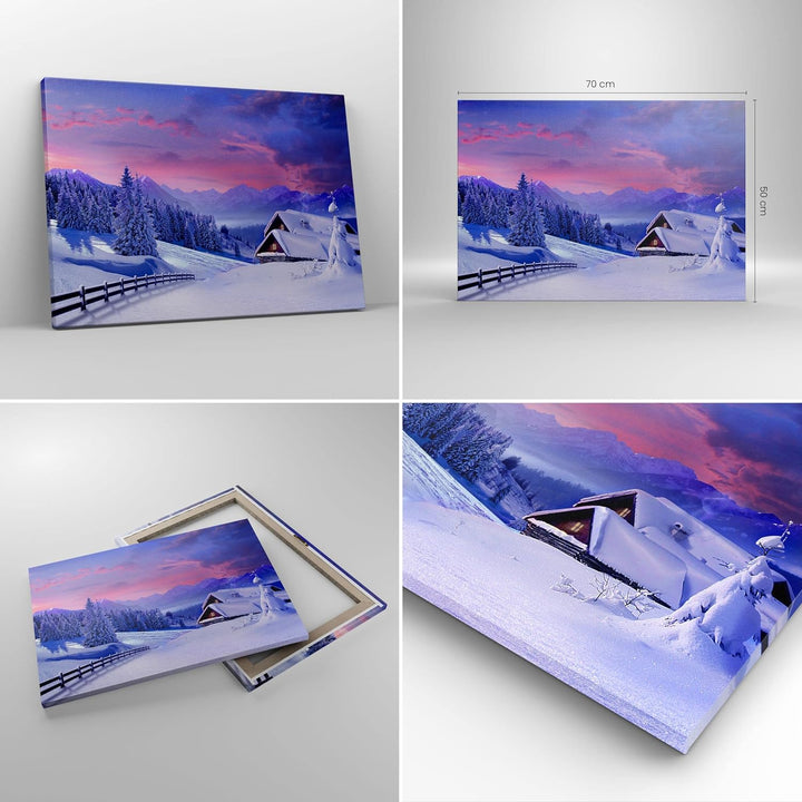 Bilder auf Leinwand Winter Landschaft Frost Schnee Leinwandbild 70x50cm Wandbilder Dekoration Wohnzi