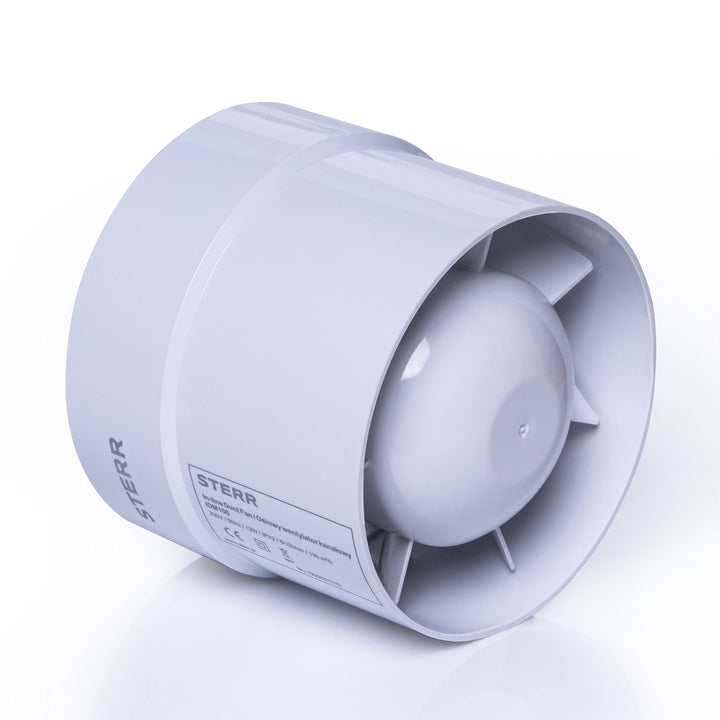 STERR IDM100 Rohrventilator 100 mm - Rohrlüfter - Hohe Qualität - Leise - Für Bad WC - Küche - Gewäc