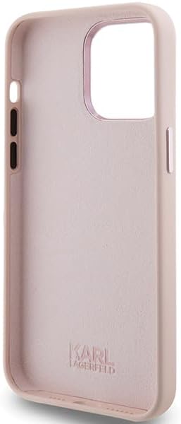 Karl Lagerfeld KLHCP15XSMHCNPP Hülle für iPhone 15 Pro Max 6.7" Rosa Silicone Choupette Metal Pin